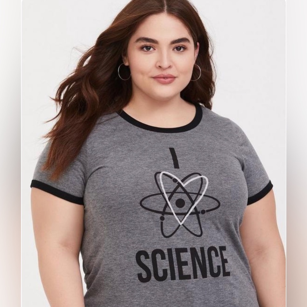 Torrid 2 Grey I Love Science Classic Fit Ringer Tee